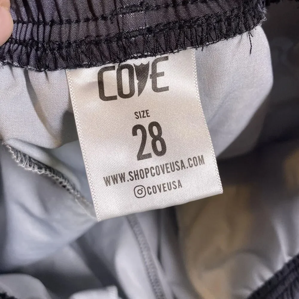 COVE Swim Trunks Mens 28 Gray Camo Elastic Waist Drawstring Stretch Pockets